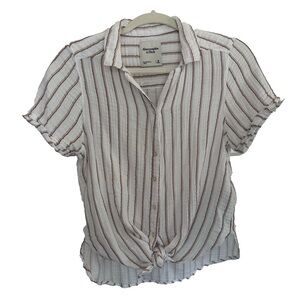 Abercrombie & Fitch A&F Striped Short Sleeve Button Down Shirt Med 100% Cotton
